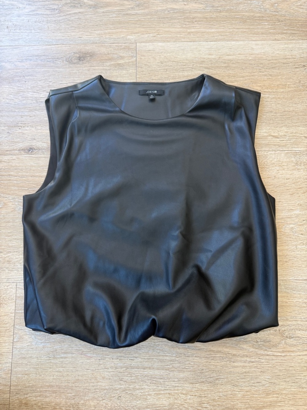 Joe’s Jeans Black Faux Leather Sleeveless Bubble Hem Top XS